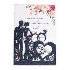 Wholesale Glitter Paper Invitation Card Heart-shaped Card